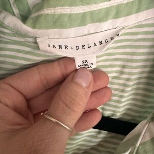 Jane + Delancey Green Striped Top